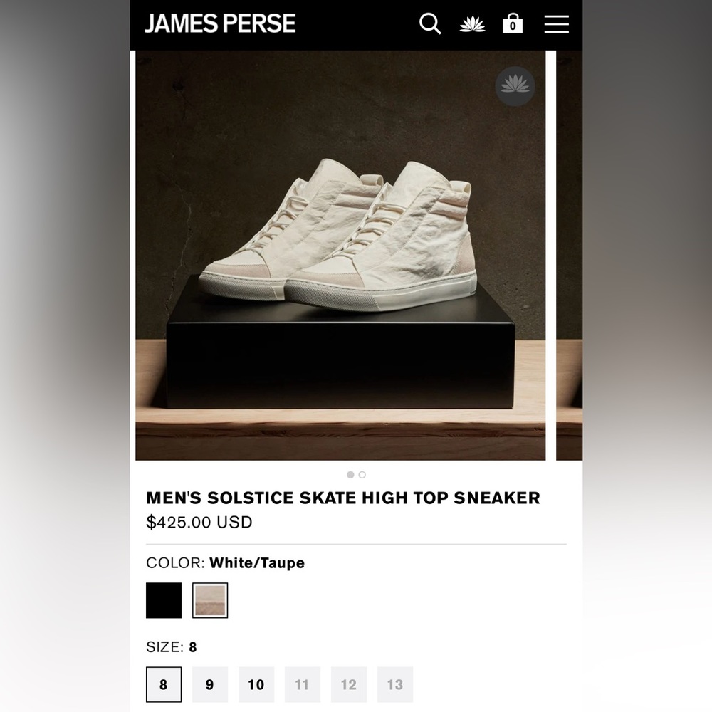 Never worn James Perse Solstice Skate High Top Sneakers